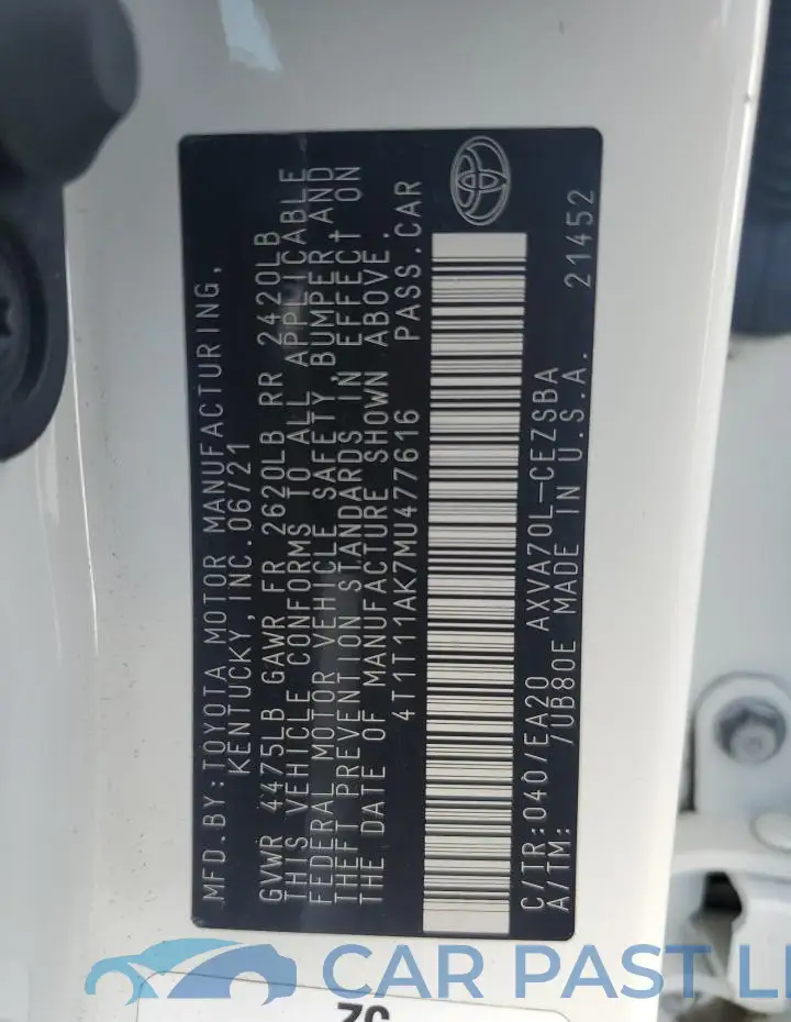4T1T11AK7MU477616# 13