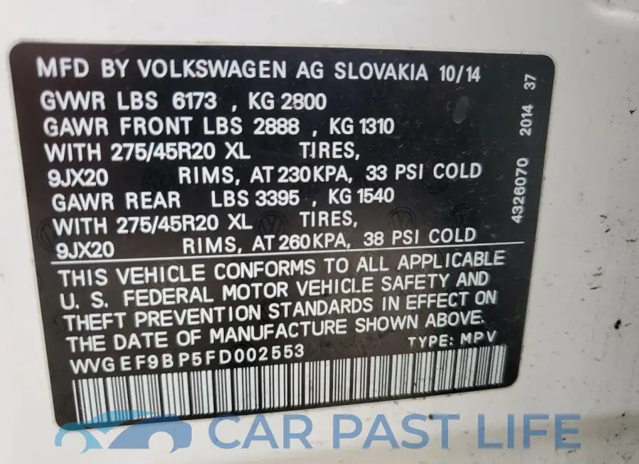 WVGEF9BP5FD002553# 13