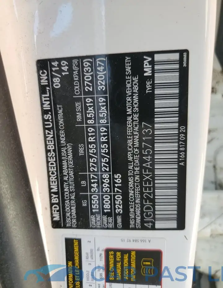 4JGDF2EEXFA457137# 14