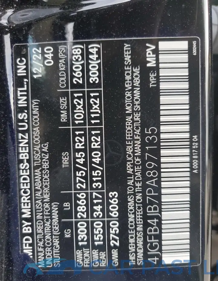 4JGFB4JB7PA897135# 14