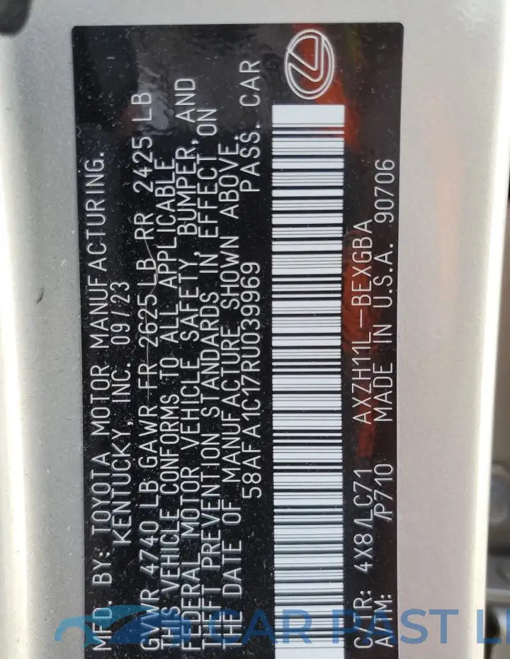 58AFA1C17RU039969# 13