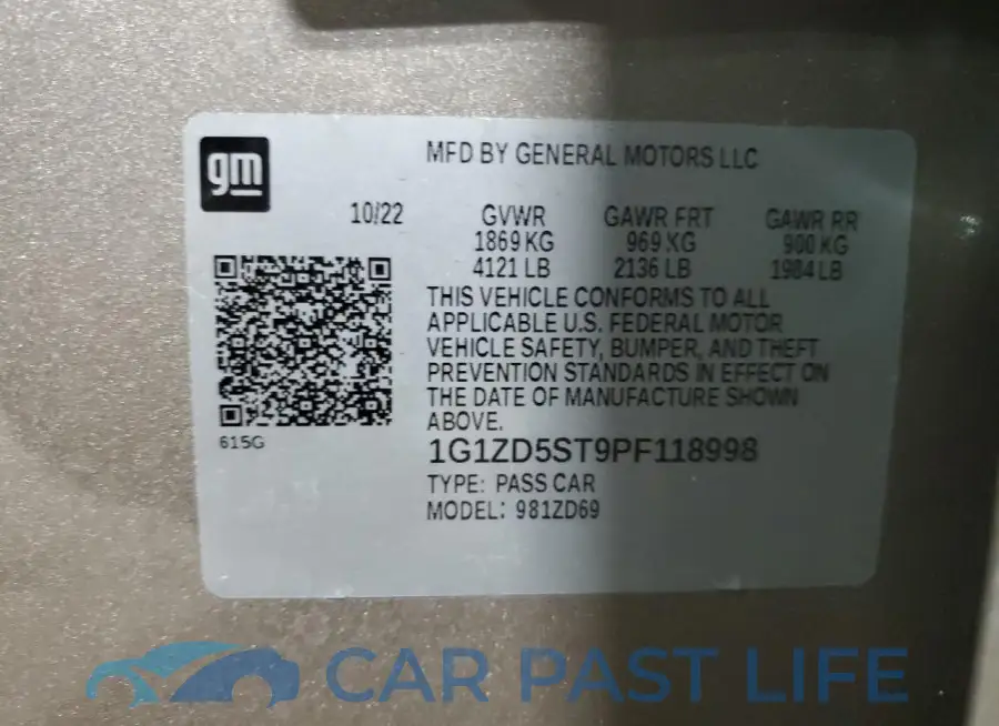 1G1ZD5ST9PF118998# 12