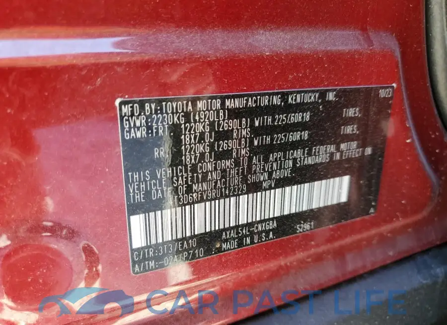4T3D6RFV9RU142329# 14