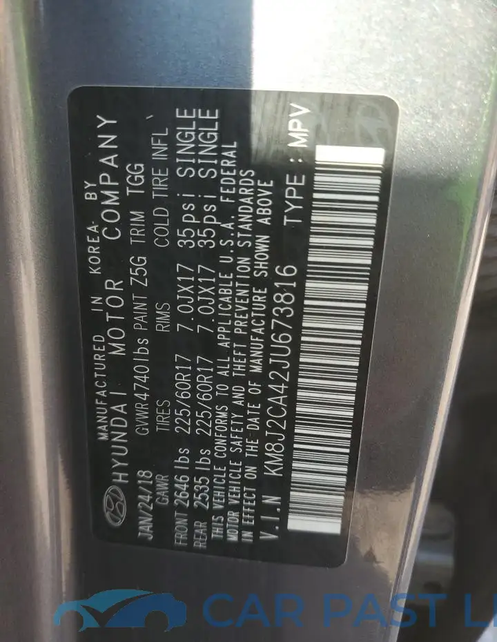 KM8J2CA42JU673816# 13