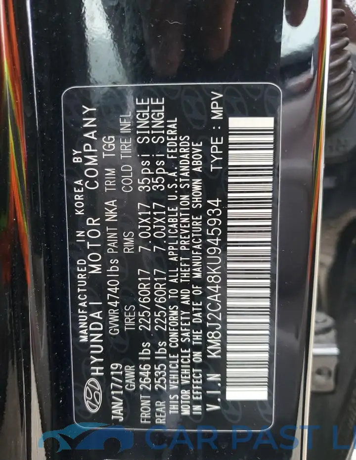 KM8J2CA48KU945934# 13