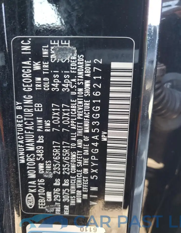 5XYPG4A53GG162172# 12