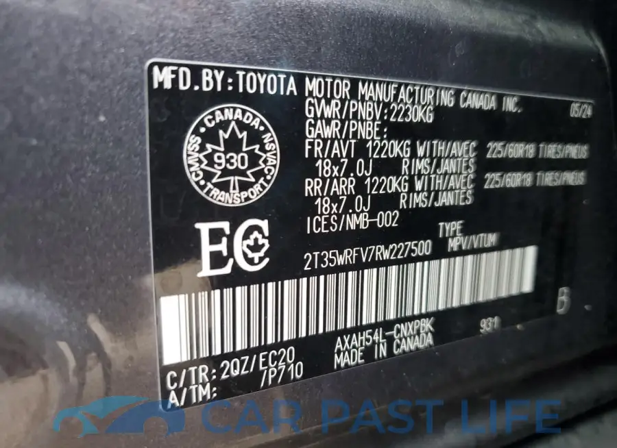 2T35WRFV7RW227500# 14