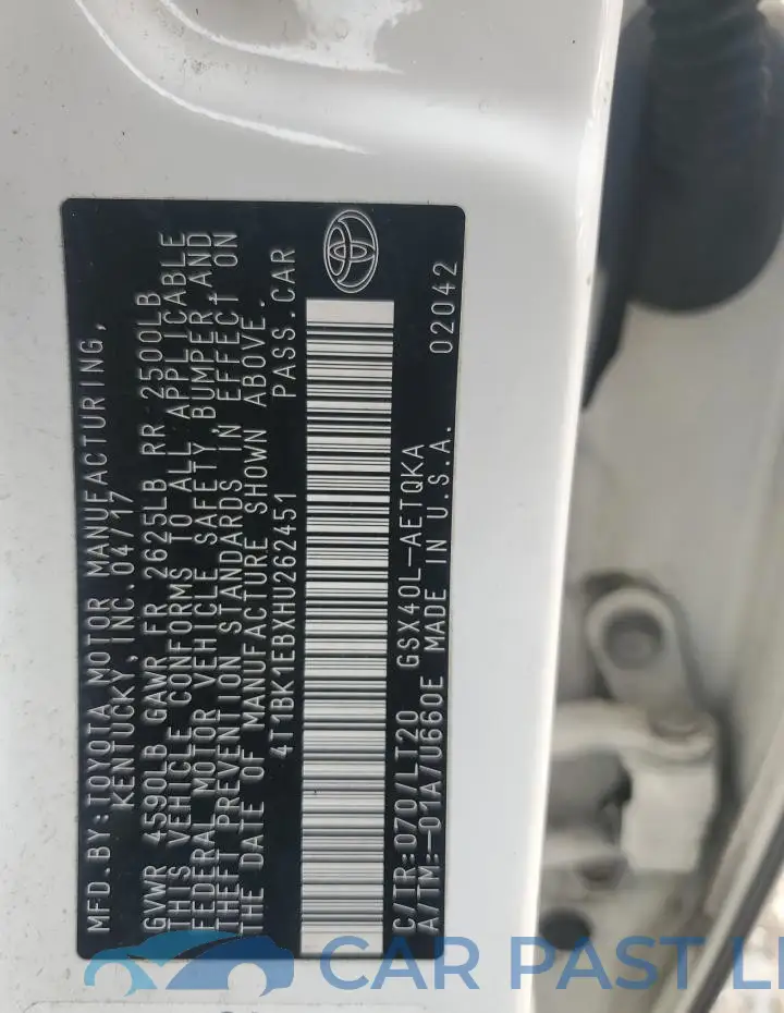 4T1BK1EBXHU262451# 12