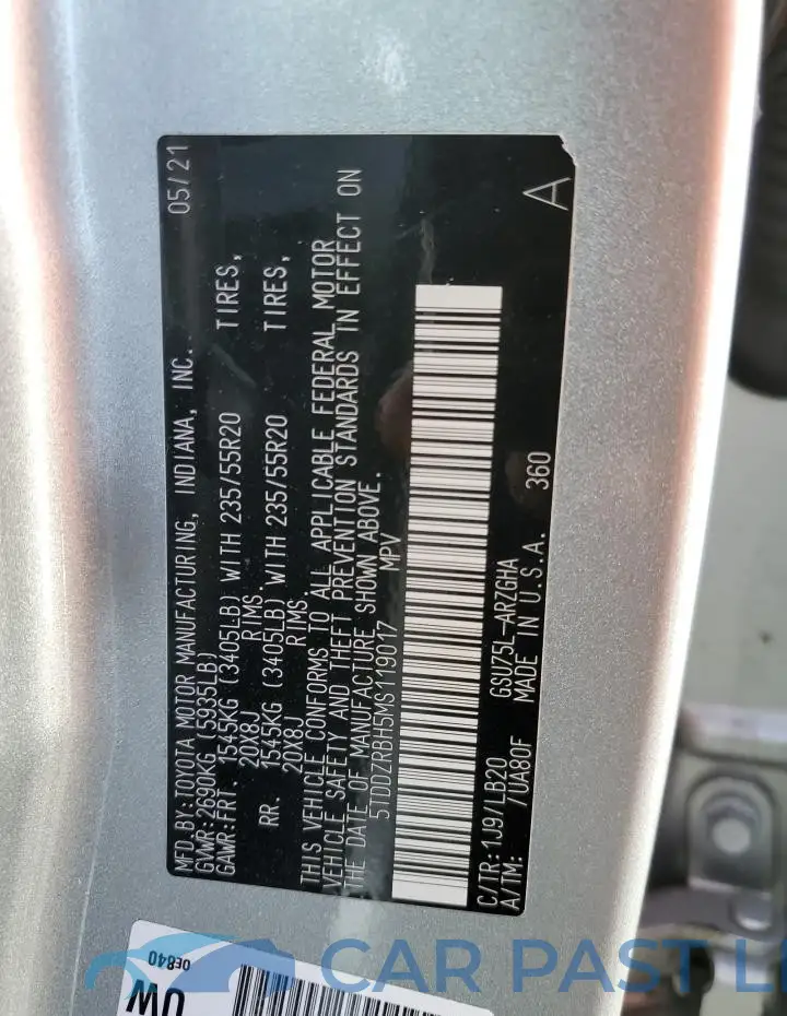 5TDDZRBH5MS119017# 14