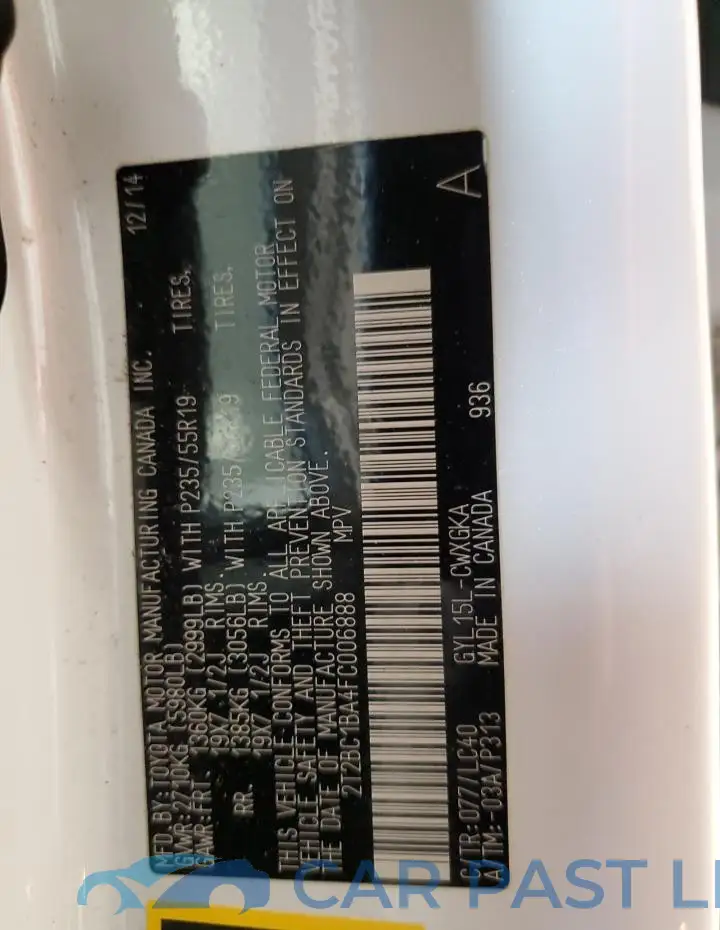 2T2BC1BA4FC006888# 13