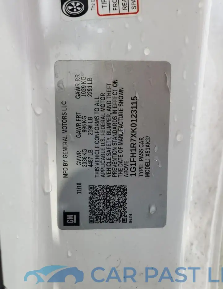1G1FH1R7XK0123115# 12