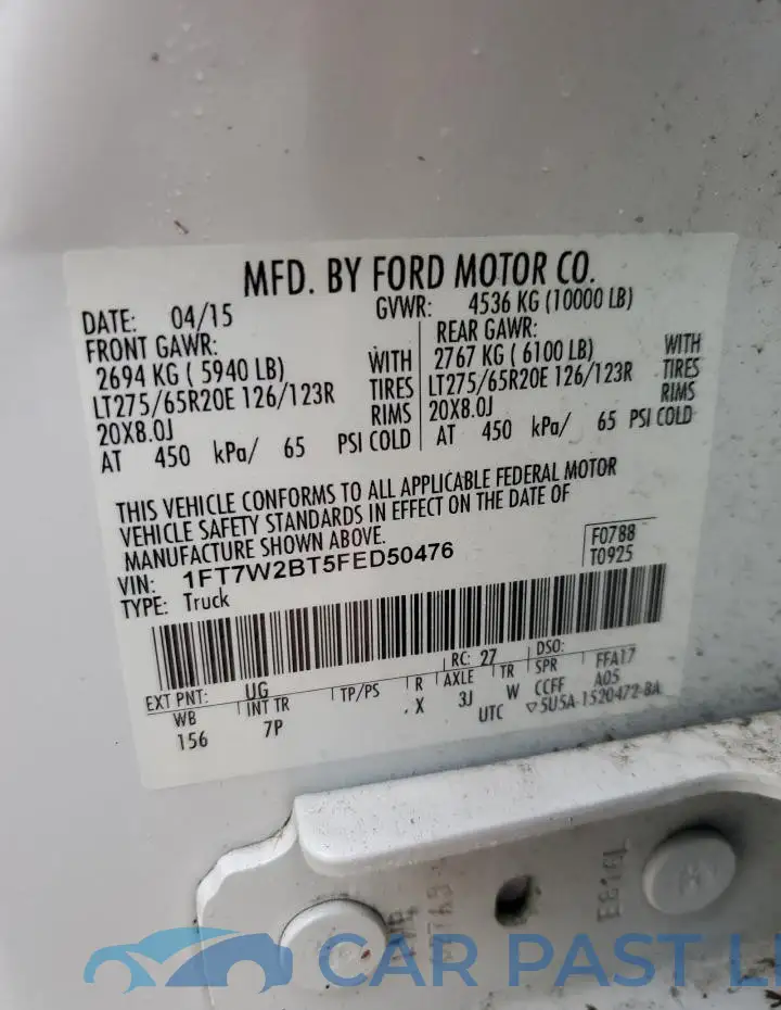 1FT7W2BT5FED50476# 13