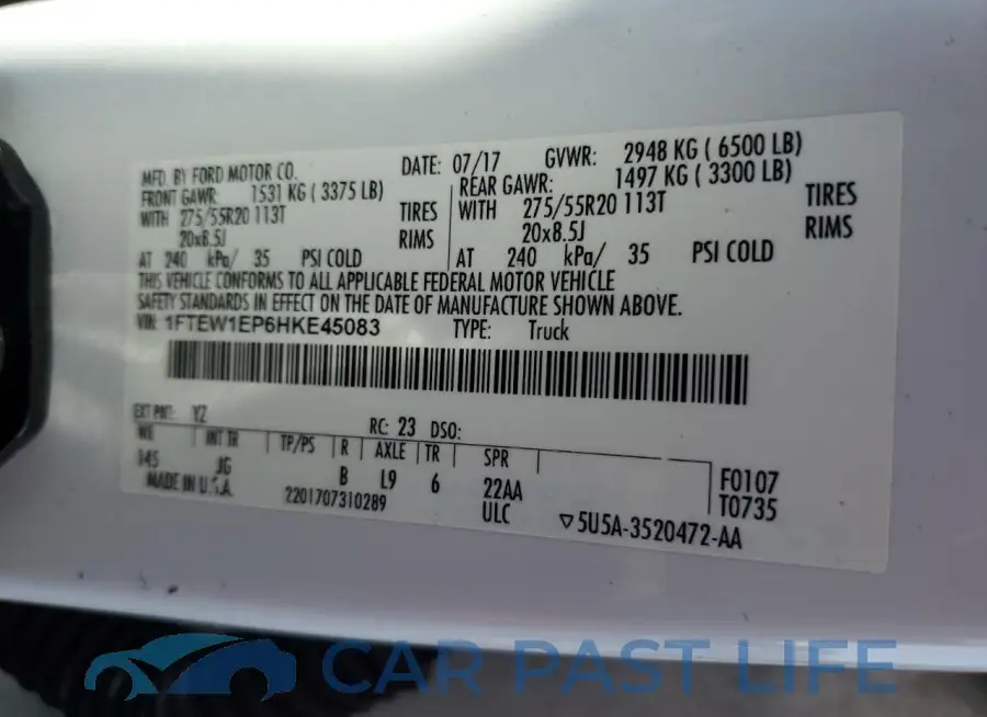 1FTEW1EP6HKE45083# 12