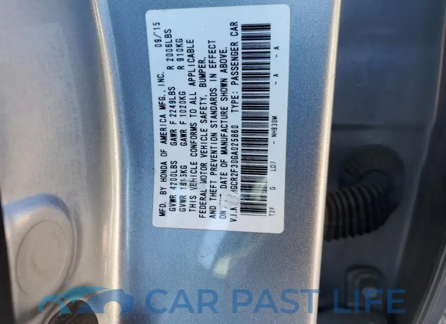 1HGCR2F30GA025860# 13