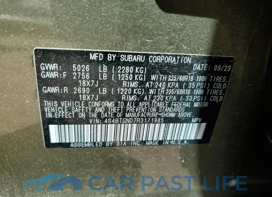 4S4BTGND7R3171985# 13