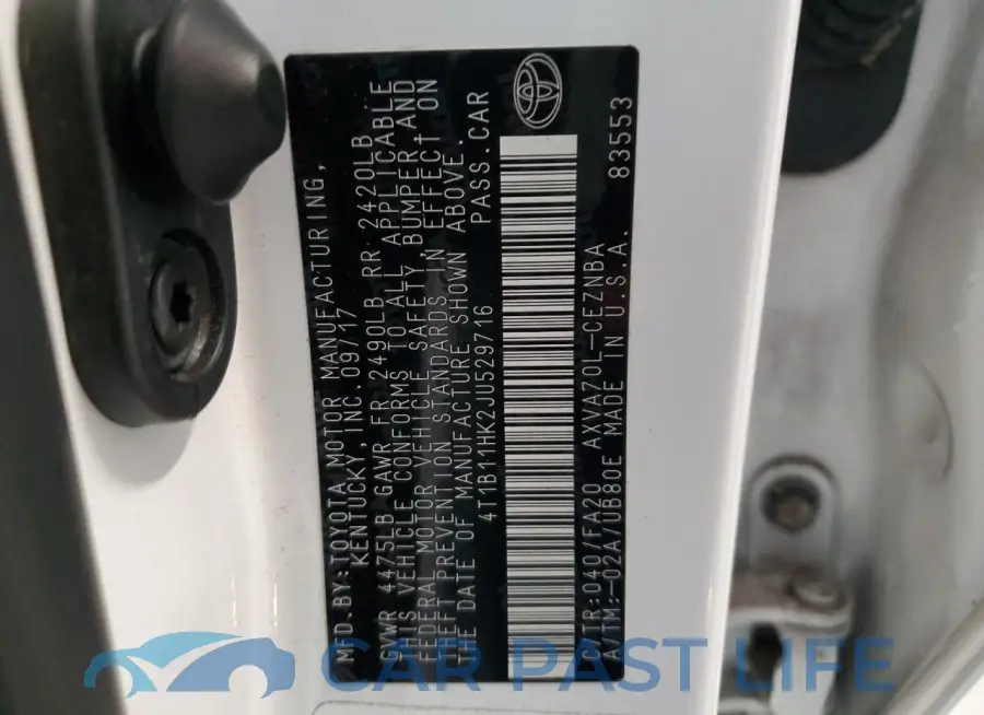 4T1B11HK2JU529716# 12