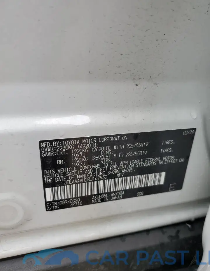 JTEAAAAH2RJ167930# 13