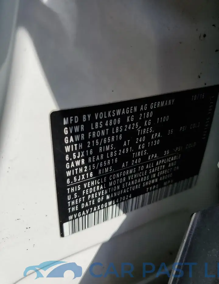 WVGAV7AX0GW547024# 12