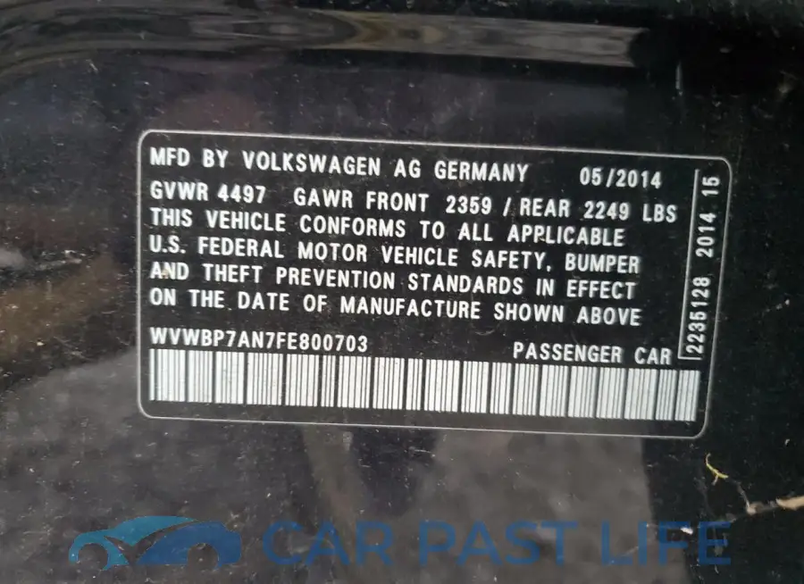 WVWBP7AN7FE800703# 12