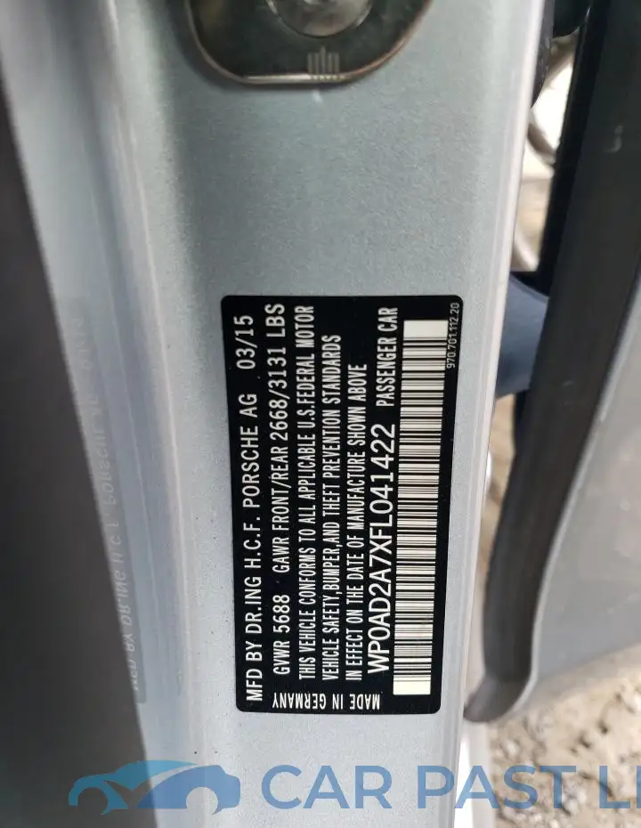 WP0AD2A7XFL041422# 12