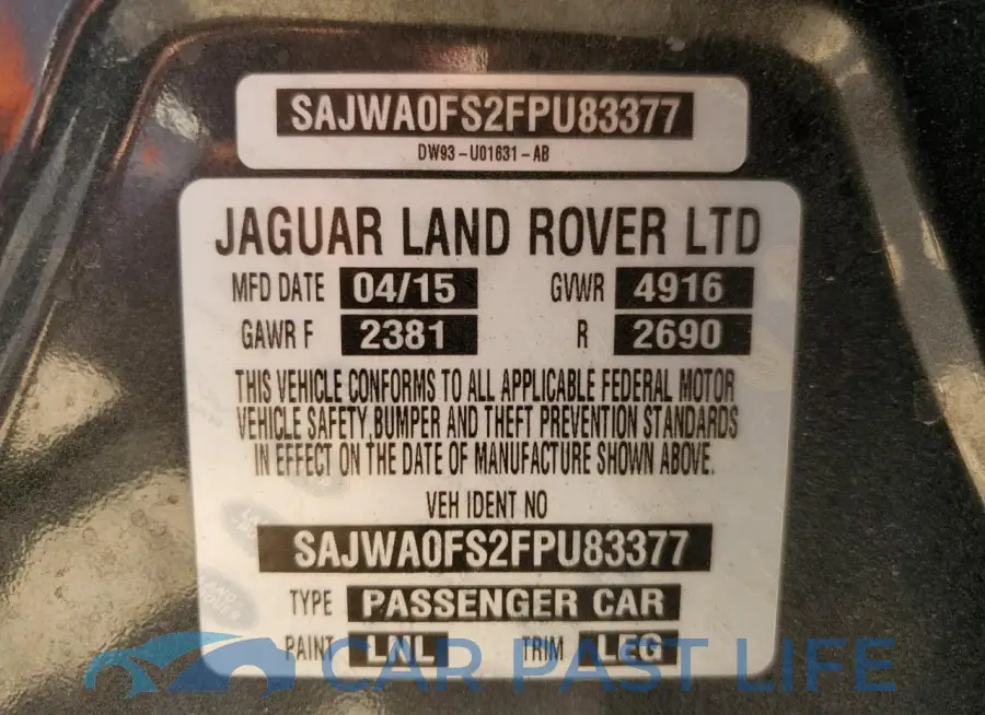 SAJWA0FS2FPU83377# 12