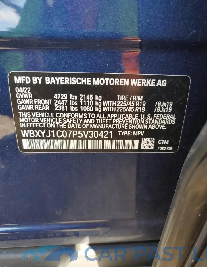 WBXYJ1C07P5V30421# 13