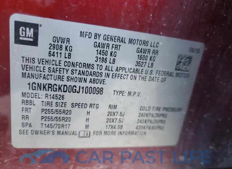 1GNKRGKD0GJ100098# 13