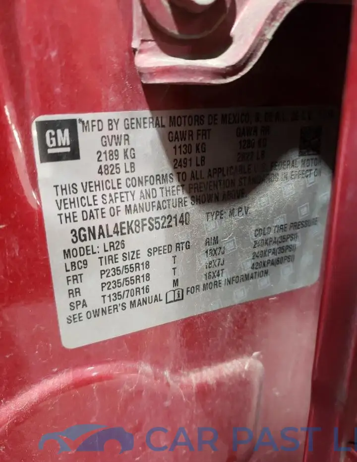 3GNAL4EK8FS522140# 13