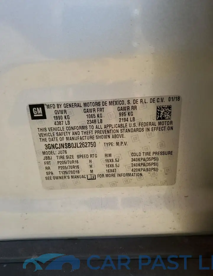 3GNCJNSB0JL262750# 13