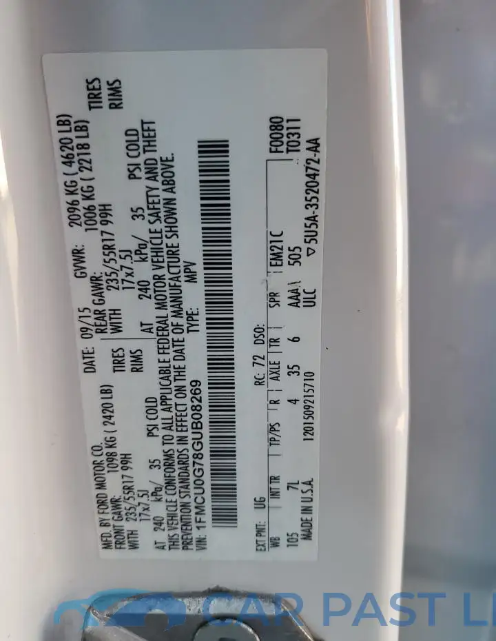 1FMCU0G78GUB08269# 13