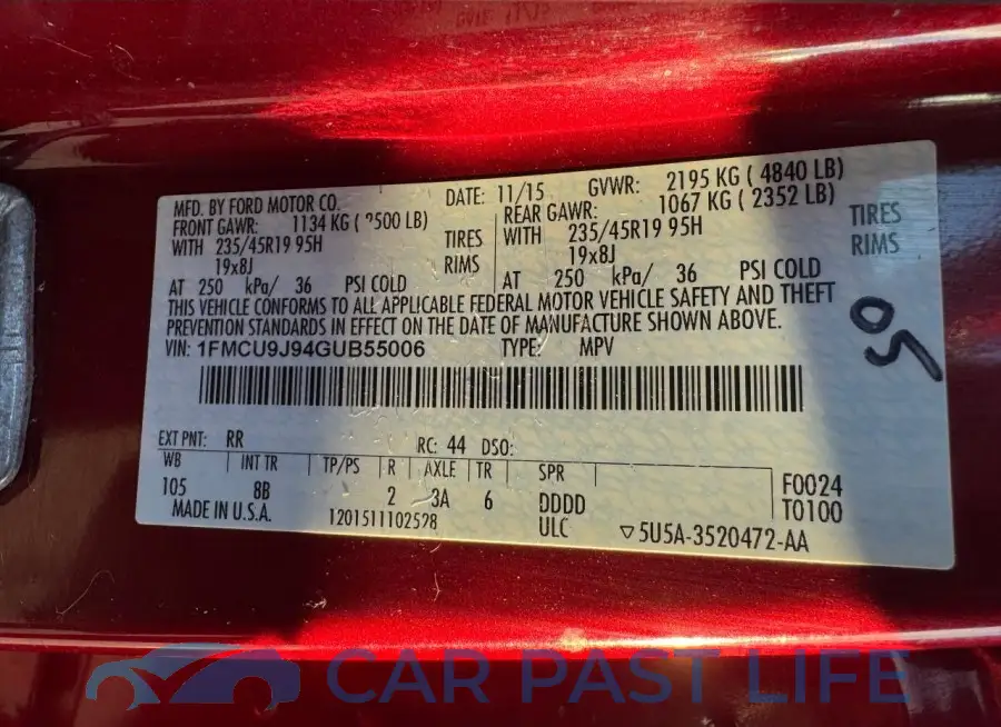 1FMCU9J94GUB55006# 10