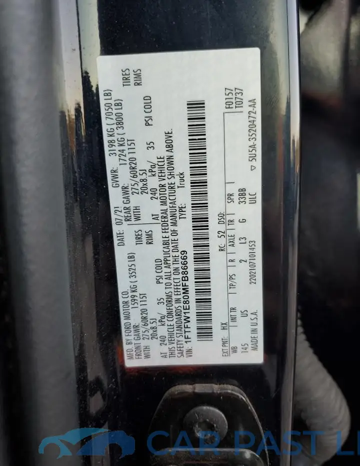 1FTFW1E80MFB86669# 12