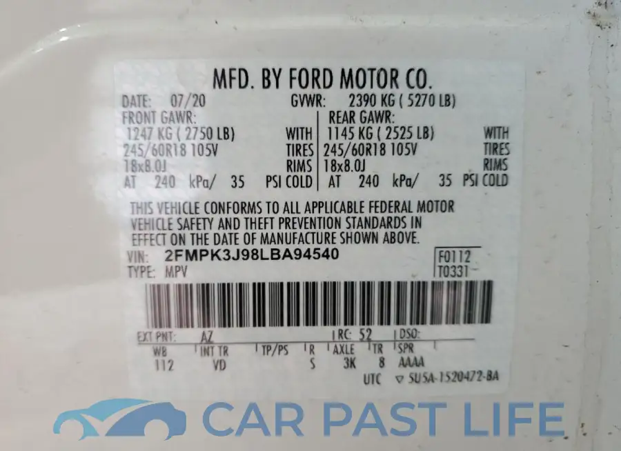 2FMPK3J98LBA94540# 13