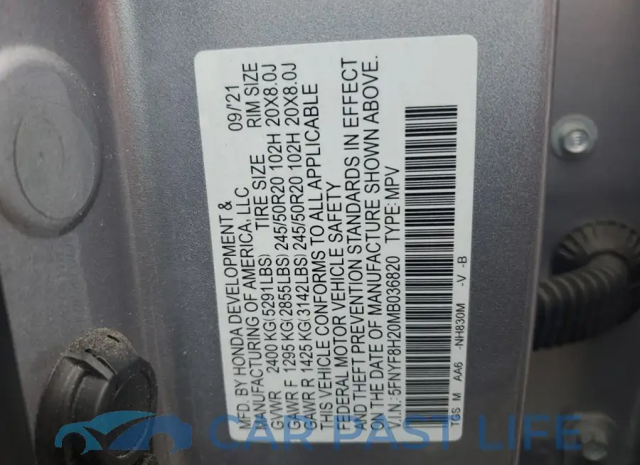 5FNYF8H20MB036820# 14
