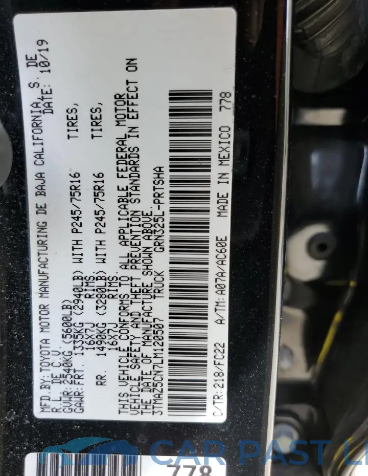 3TMAZ5CN7LM120507# 12