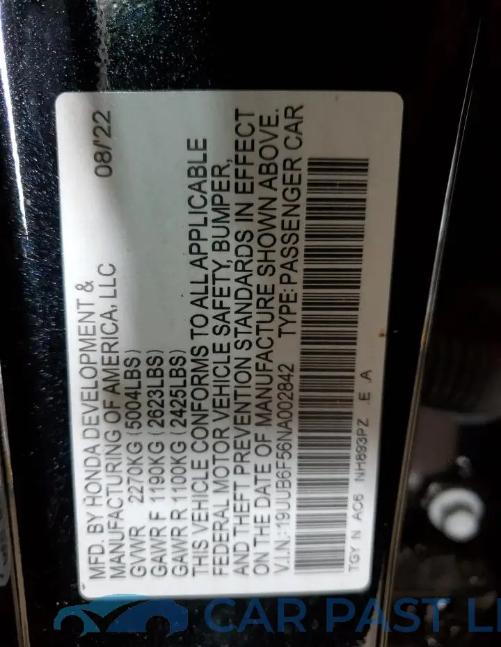 19UUB6F56NA002842# 13
