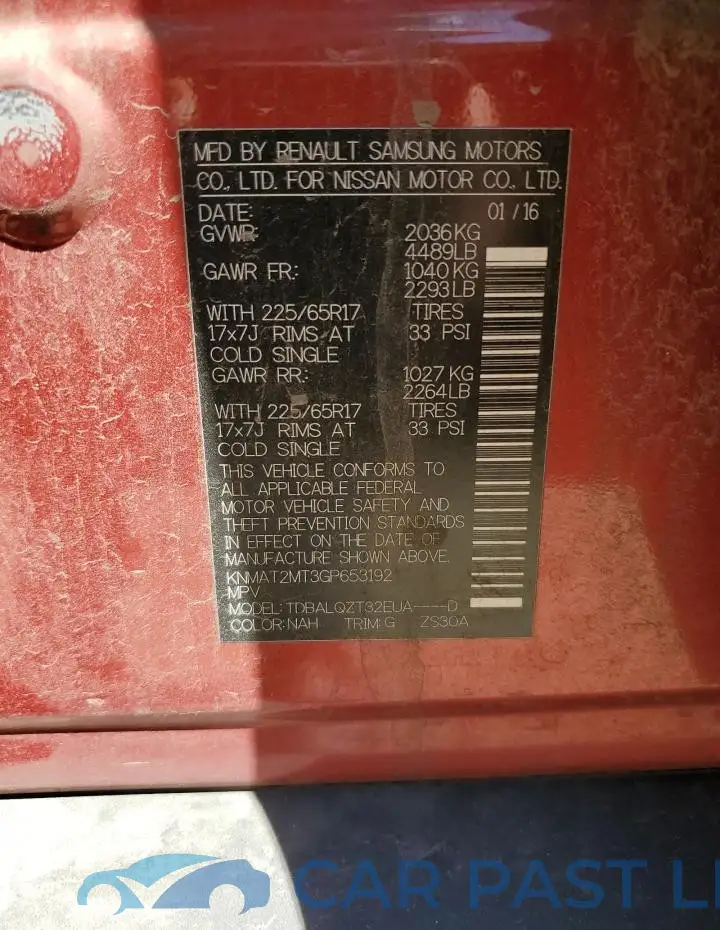 KNMAT2MT3GP653192# 13