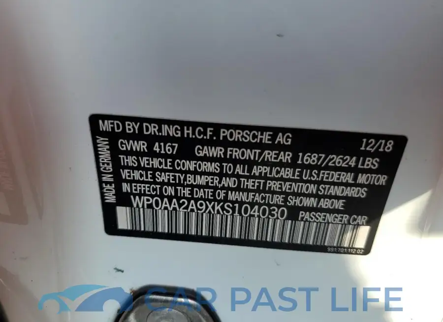 WP0AA2A9XKS104030# 13