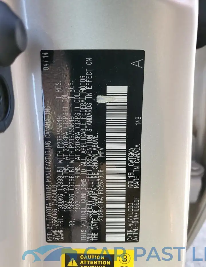 2T2BK1BA1FC257306# 13