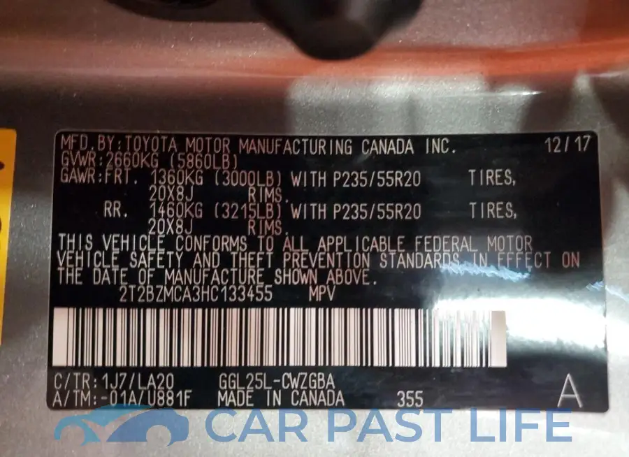 2T2BZMCA3HC133455# 14