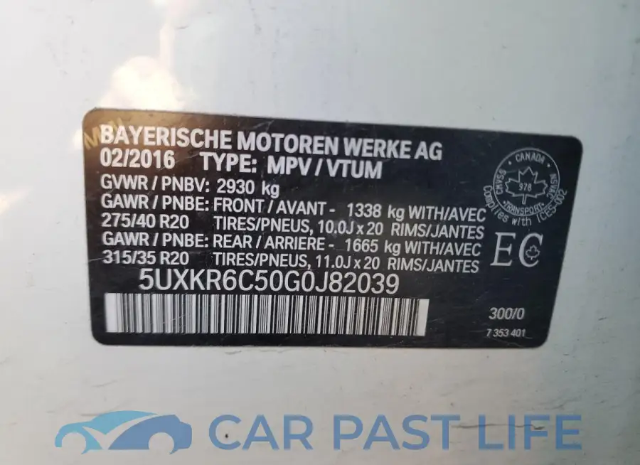 5UXKR6C50G0J82039# 13