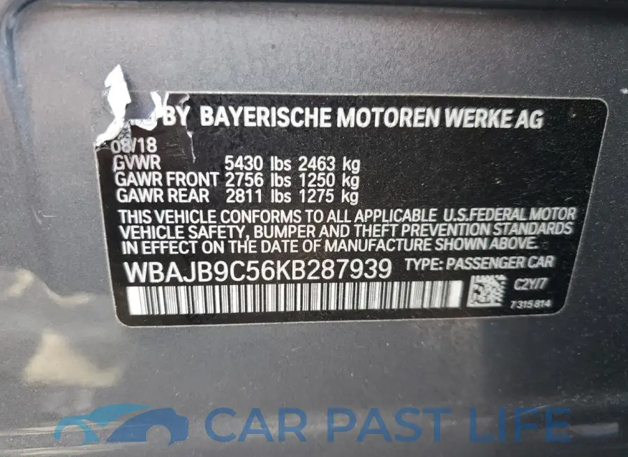 WBAJB9C56KB287939# 12