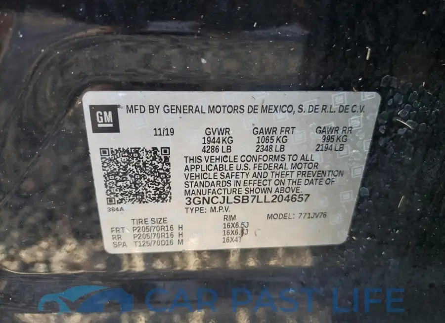 3GNCJLSB7LL204657# 13