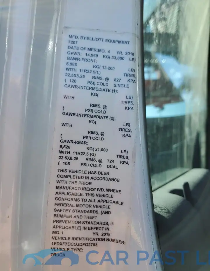 1FDXF7DC0JDF02703# 10