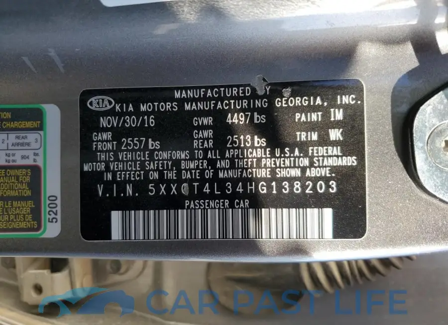 5XXGT4L34HG138203# 12