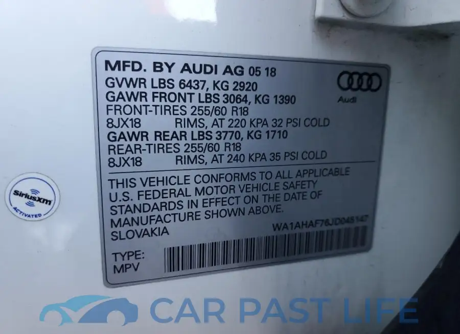 WA1AHAF76JD045147# 14