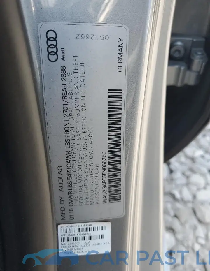 WAU2GAFC5FN056259# 12