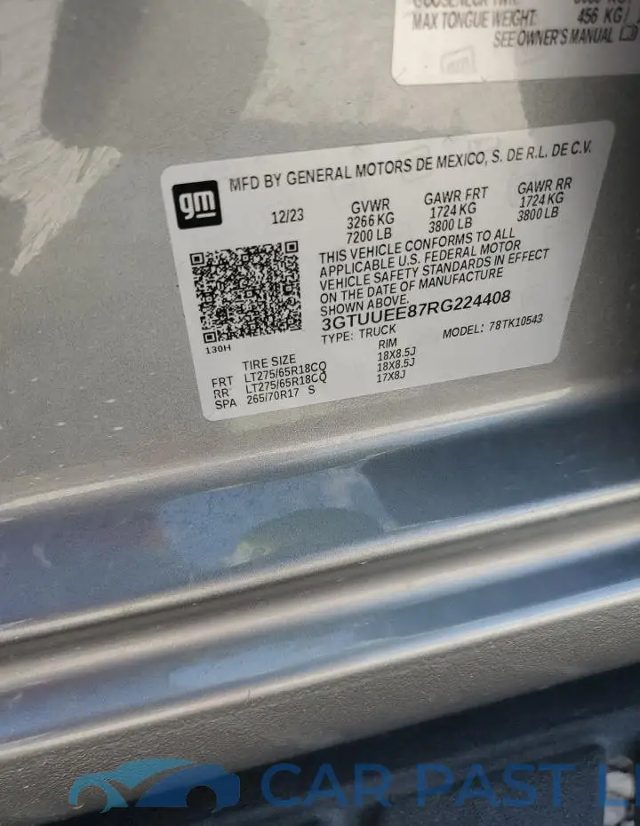 3GTUUEE87RG224408# 13