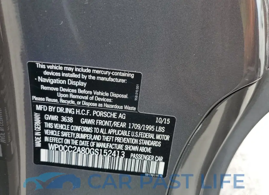 WP0CC2A80GS152413# 13