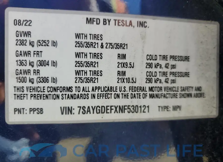 7SAYGDEFXNF530121# 12